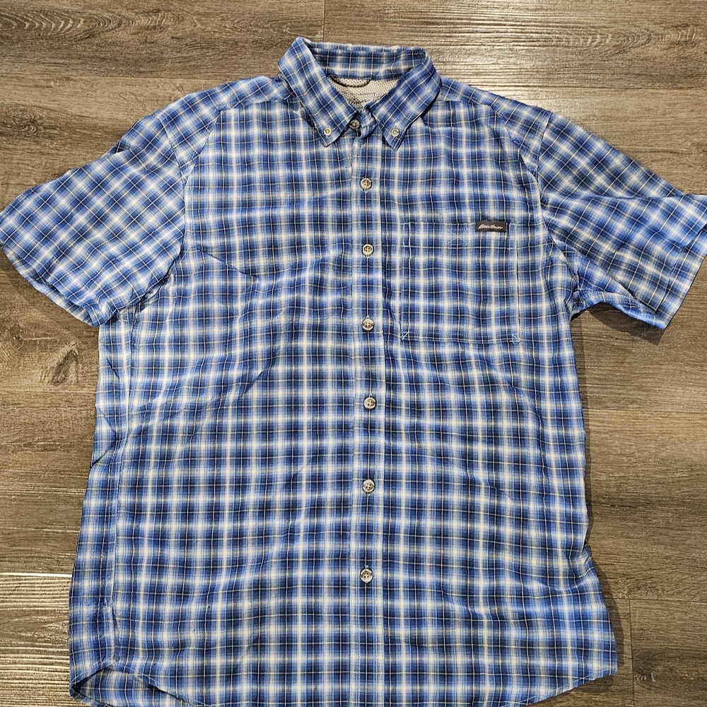 EDDIE BAUER Blue Checkered Men's Shirt